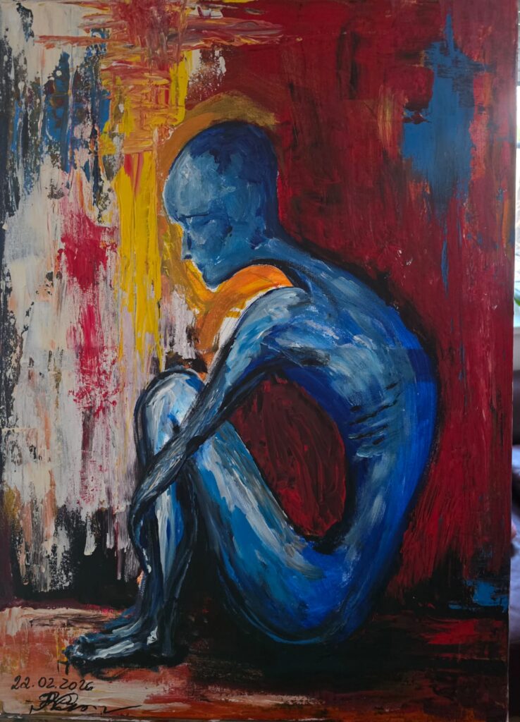 "Im Inneren gefangen" – ein abstraktes Acrylbild von Katharina Grass