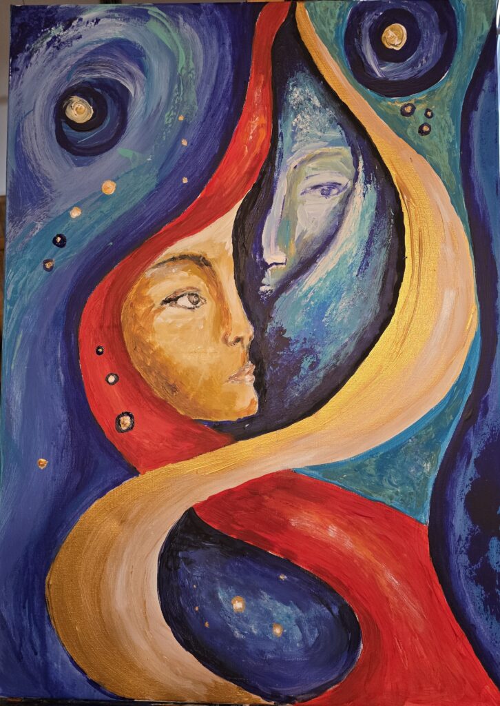 "Für immer verbunden" – ein abstraktes Acrylbild von Katharina Grass